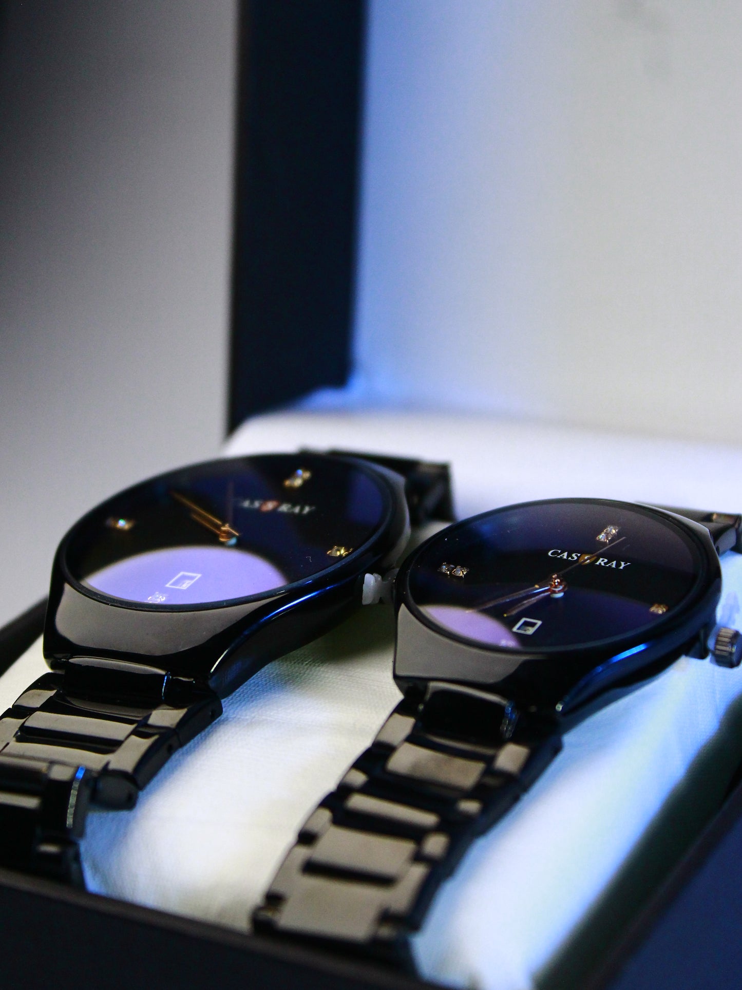 CassRay Black Couple Watch Set – Luxury Stainless Steel