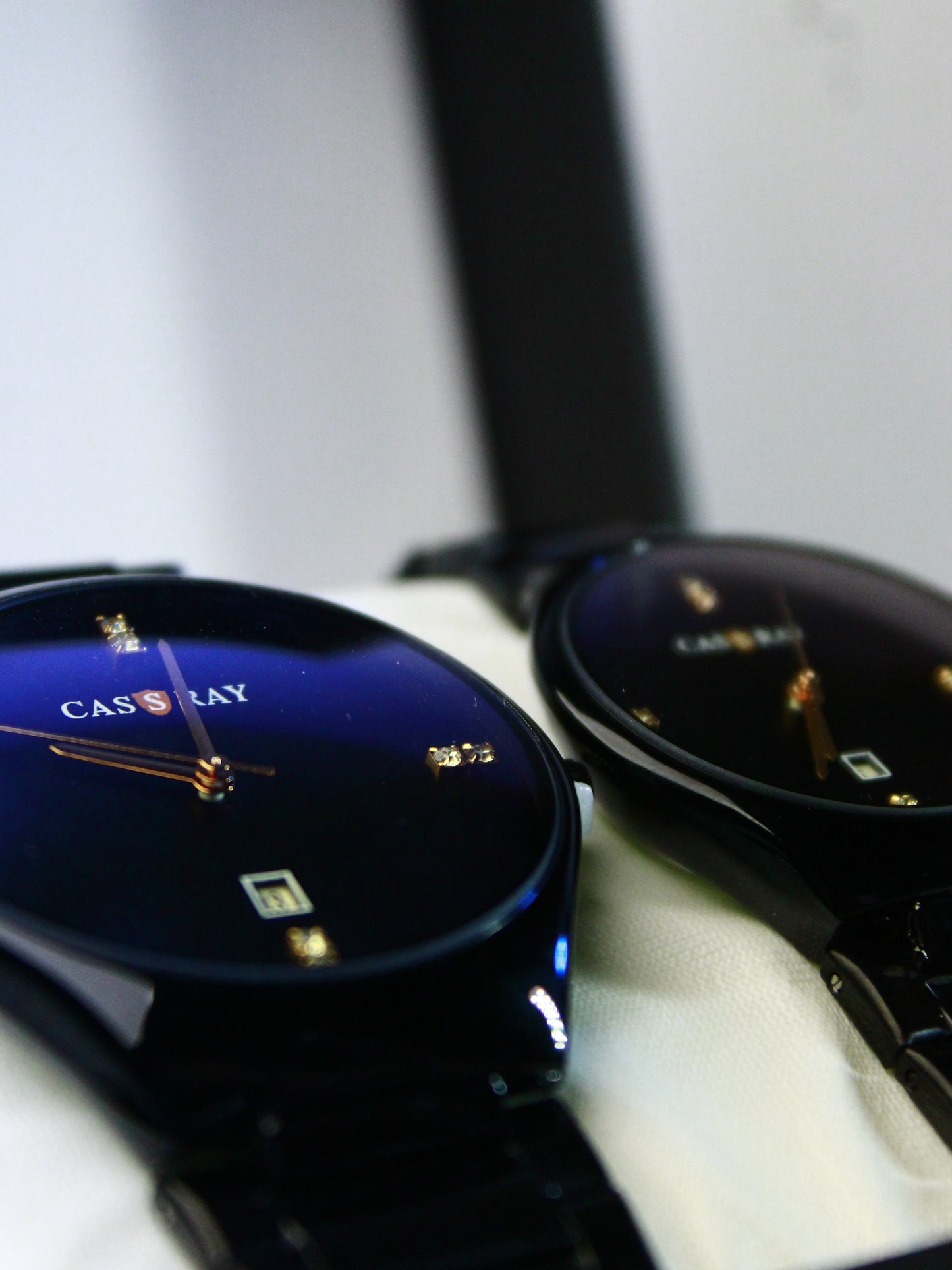 CassRay Black Couple Watch Set – Luxury Stainless Steel
