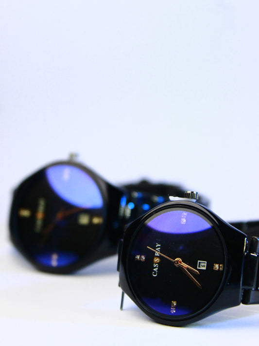 CassRay Black Couple Watch Set – Luxury Stainless Steel