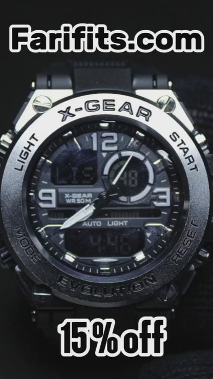 X-GEAR Dual-Display Watch – Stylish & Water-Resistant